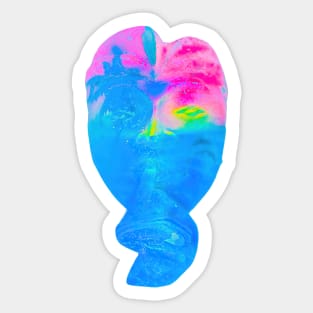 A pastel blue pink Bali face mask cut out Sticker